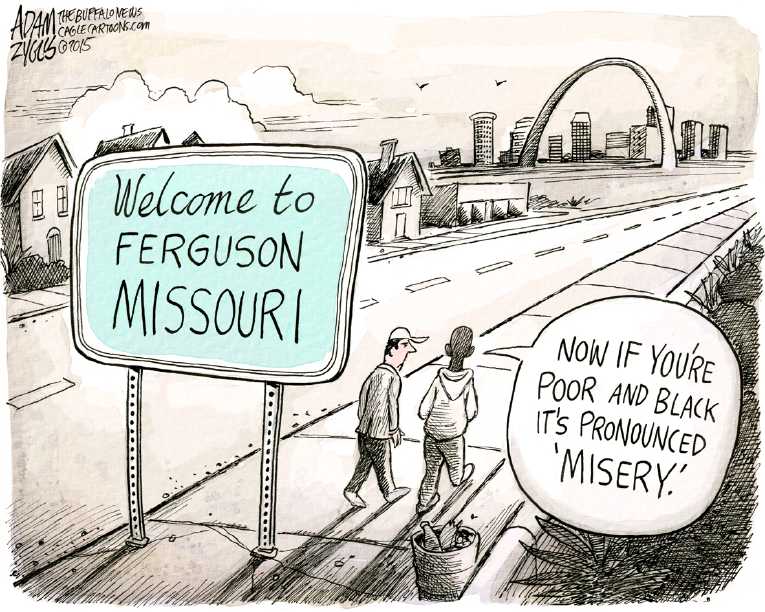 Political/Editorial Cartoon by Adam Zyglis, The Buffalo News on Ferguson Police Force Blasted