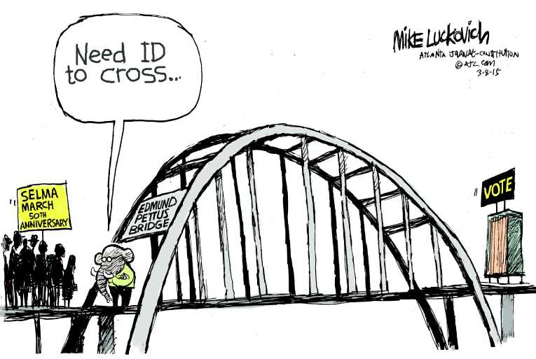 Political/Editorial Cartoon by Mike Luckovich, Atlanta Journal-Constitution on Ferguson Police Force Blasted