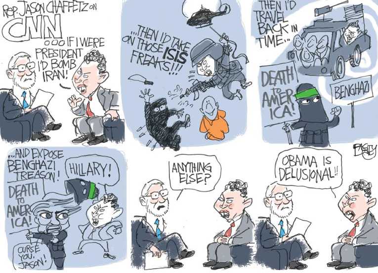 Political/Editorial Cartoon by Pat Bagley, Salt Lake Tribune on GOP Ramping Up for 2016 Elections