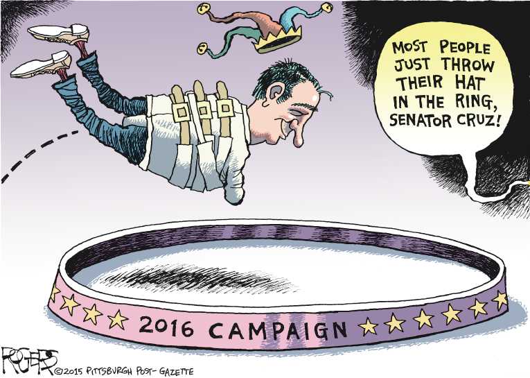 Political/Editorial Cartoon by Rob Rogers, The Pittsburgh Post-Gazette on Cruz Answers God’s Prayers