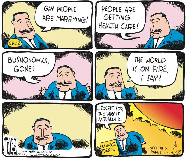 Political/Editorial Cartoon by Tom Toles, Washington Post on Cruz Answers God’s Prayers