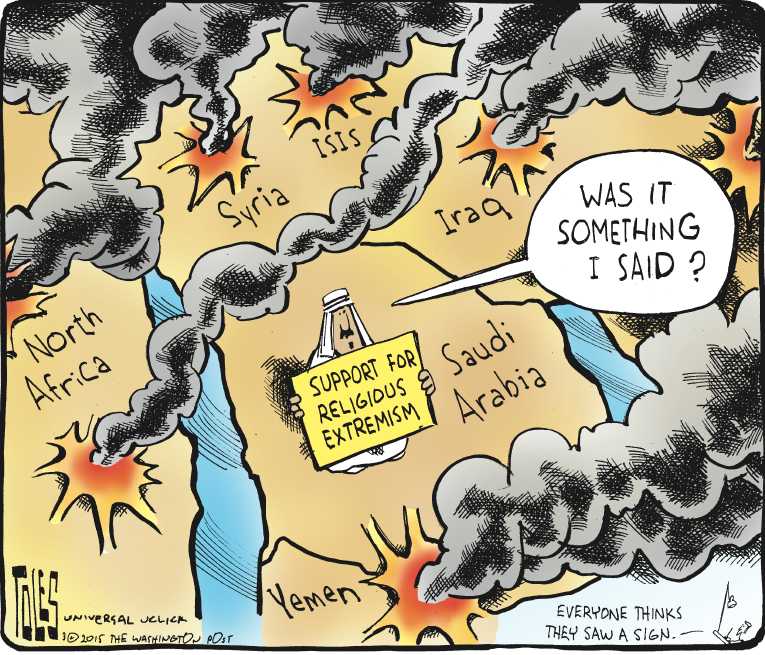 Political/Editorial Cartoon by Tom Toles, Washington Post on Mideast Conflicts Complicated