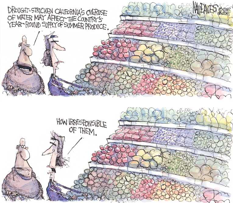 Political/Editorial Cartoon by Matt Davies, Journal News on California Imposes Water Restrictions