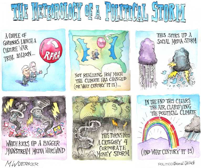 Political/Editorial Cartoon by Matt Wuerker, Politico on Indiana Revises Discrimination Law
