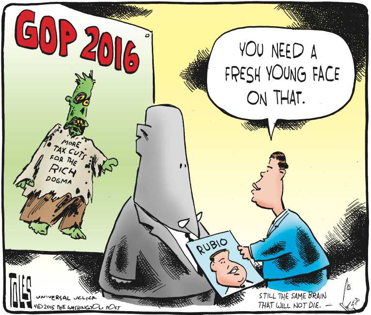 Political/Editorial Cartoon by Tom Toles, Washington Post on Clinton Announces Candidacy