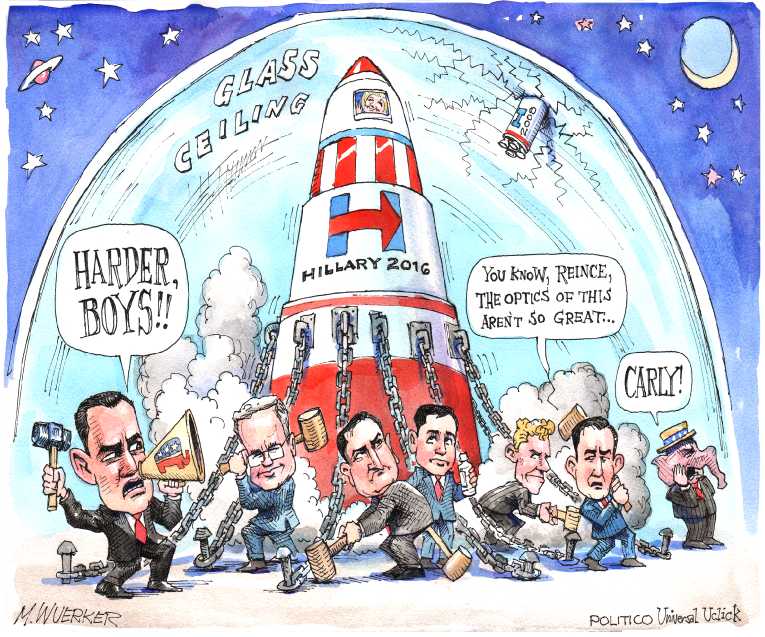 Political/Editorial Cartoon by Matt Wuerker, Politico on Clinton Announces Candidacy