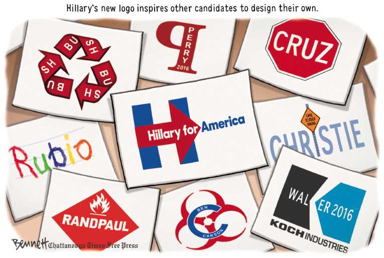 Political/Editorial Cartoon by Clay Bennett, Chattanooga Times Free Press on Clinton Announces Candidacy