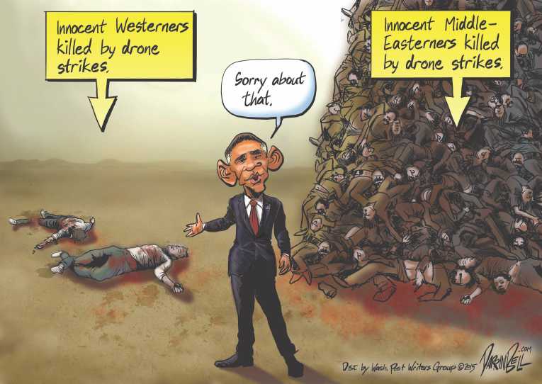 Political/Editorial Cartoon by Darrin Bell, Washington Post Writers Group on Drone Attack Kills Americans