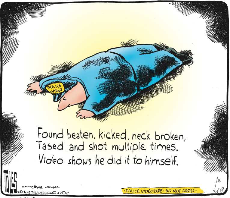 Political/Editorial Cartoon by Tom Toles, Washington Post on Baltimore Explodes