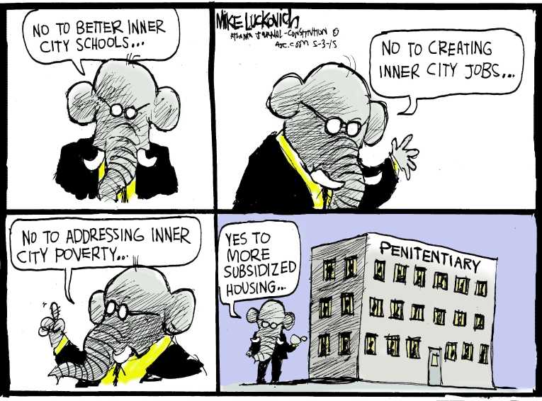 Political/Editorial Cartoon by Mike Luckovich, Atlanta Journal-Constitution on Baltimore Erupts