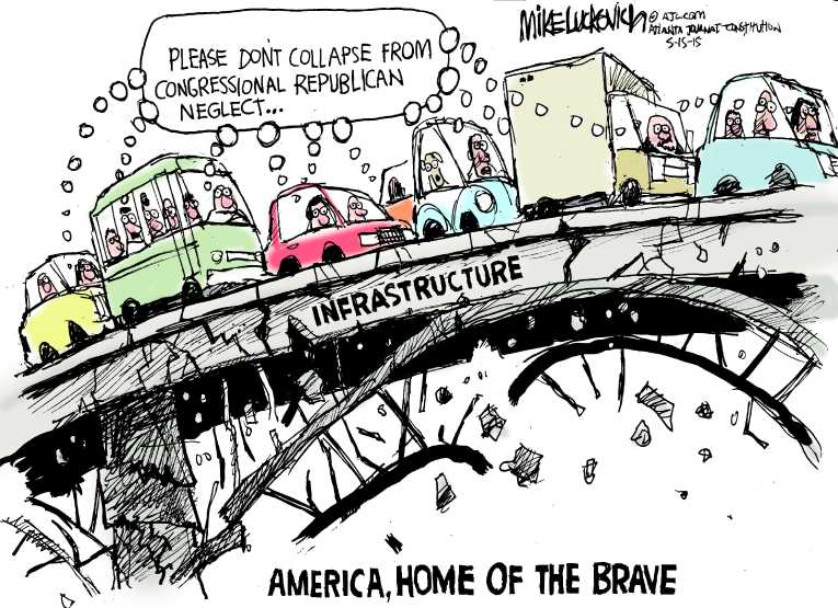 Political/Editorial Cartoon by Mike Luckovich, Atlanta Journal-Constitution on Train Derailment Kills 8