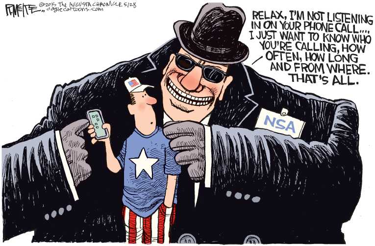 Political/Editorial Cartoon by Rick McKee, The Augusta Chronicle on Patriot Act Extended
