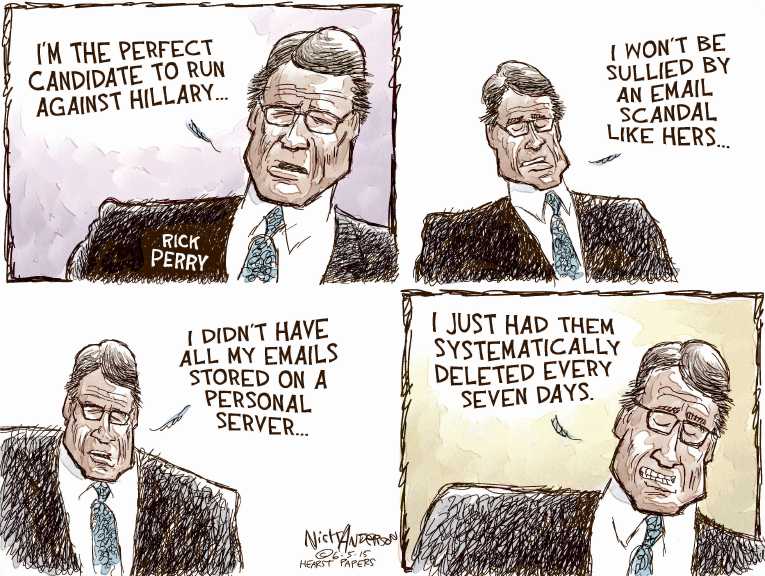 Political/Editorial Cartoon by Nick Anderson, Houston Chronicle on Presidential Race Wide Open
