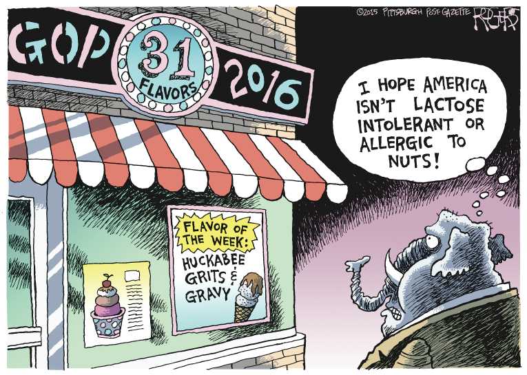 Political/Editorial Cartoon by Rob Rogers, The Pittsburgh Post-Gazette on Presidential Race Wide Open