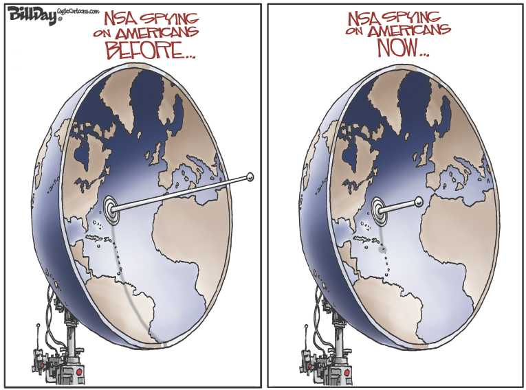 Political/Editorial Cartoon by Bill Day, Cagle Cartoons on Spy Bill Passed
