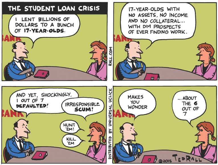 Political/Editorial Cartoon by Ted Rall on US Economy Stalls