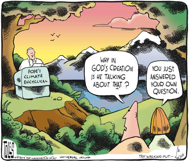 Political/Editorial Cartoon by Tom Toles, Washington Post on Pope Upsets Republicans