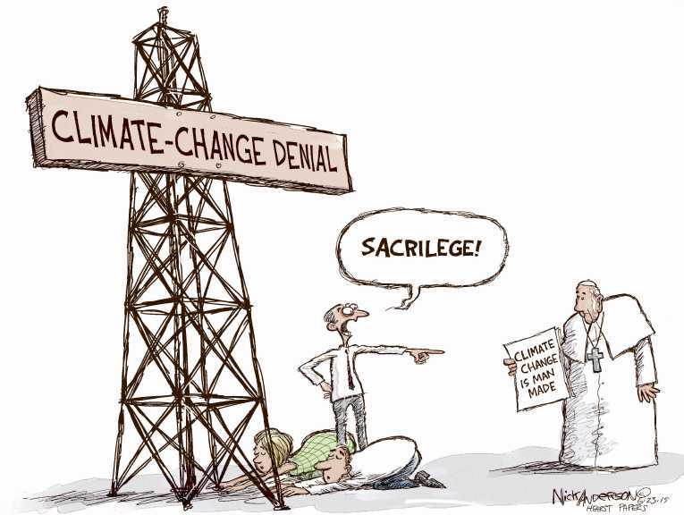 Political/Editorial Cartoon by Nick Anderson, Houston Chronicle on Pope Upsets Republicans
