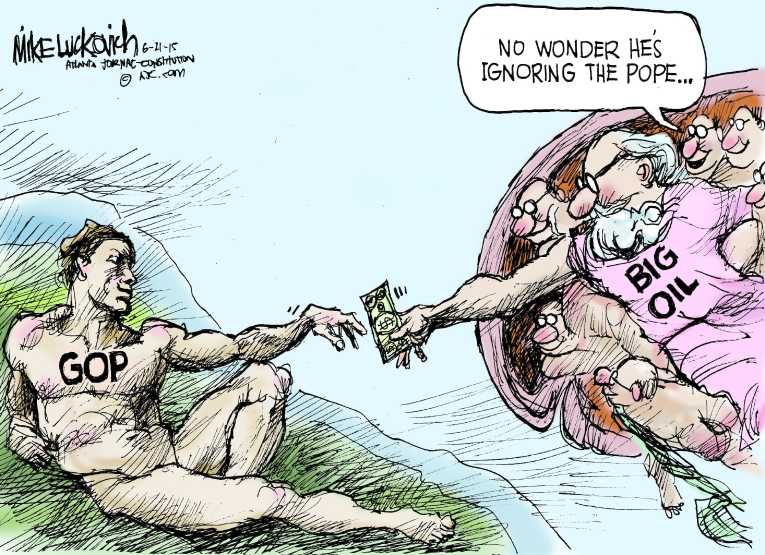 Political/Editorial Cartoon by Mike Luckovich, Atlanta Journal-Constitution on Pope Upsets Republicans