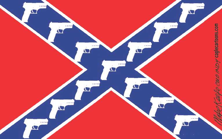 Political/Editorial Cartoon by Mike Keefe, Denver Post on Confederate Flag Debate Intensifies