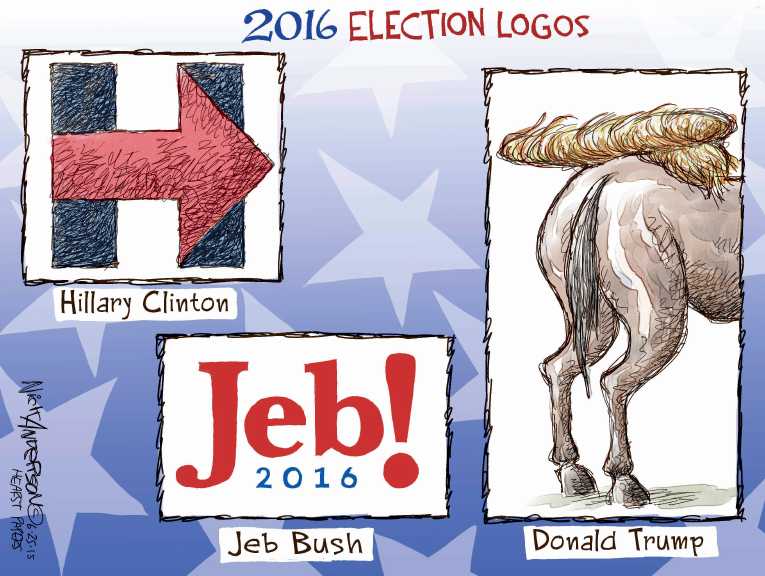 Political/Editorial Cartoon by Nick Anderson, Houston Chronicle on Trump, Christie Join Race