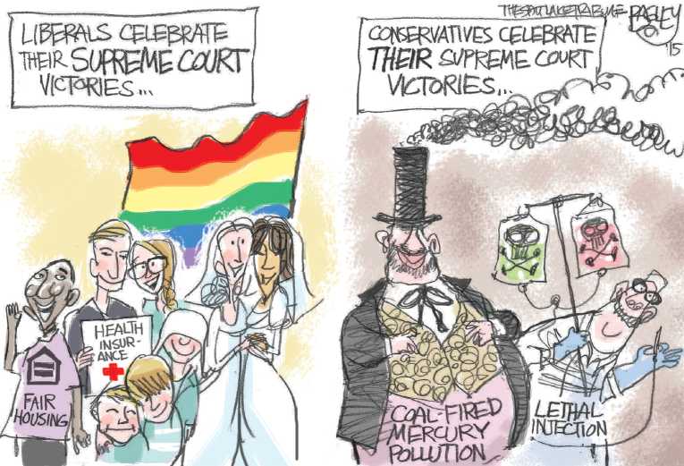 Political/Editorial Cartoon by Pat Bagley, Salt Lake Tribune on Big Week For Supreme Court