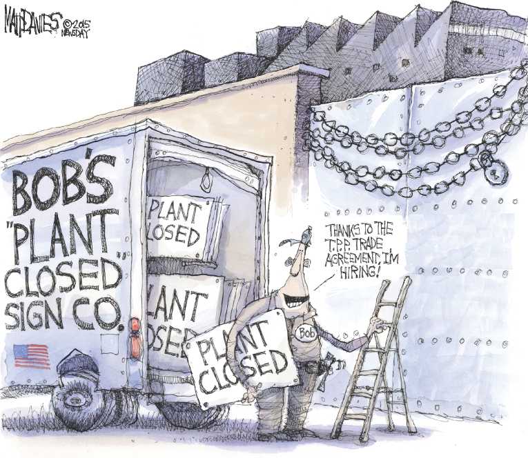 Political/Editorial Cartoon by Matt Davies, Journal News on Congress OKs Fast-track Authority