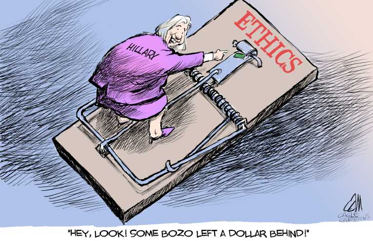 Political/Editorial Cartoon by Cam Cardow, Ottowa Citizen on Hillary Drops in Polls