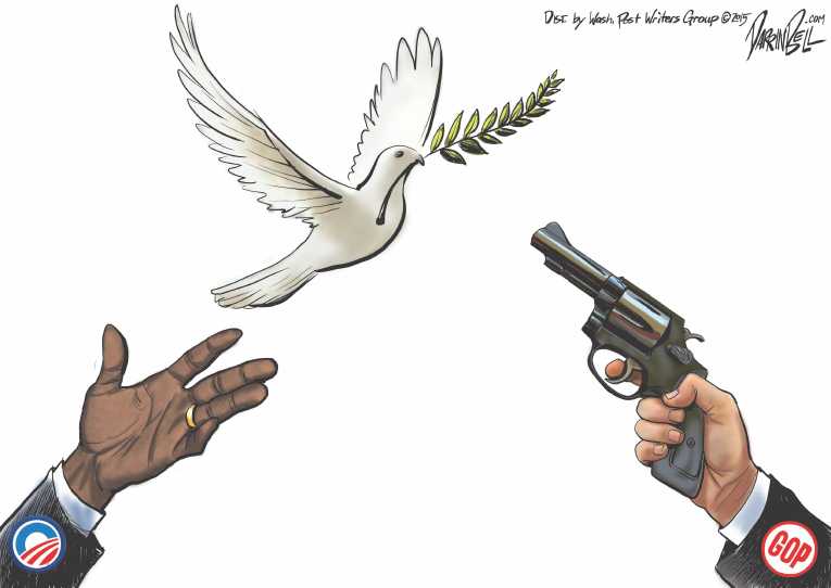 Political/Editorial Cartoon by Darrin Bell, Washington Post Writers Group on Iran Deal in Jeopardy