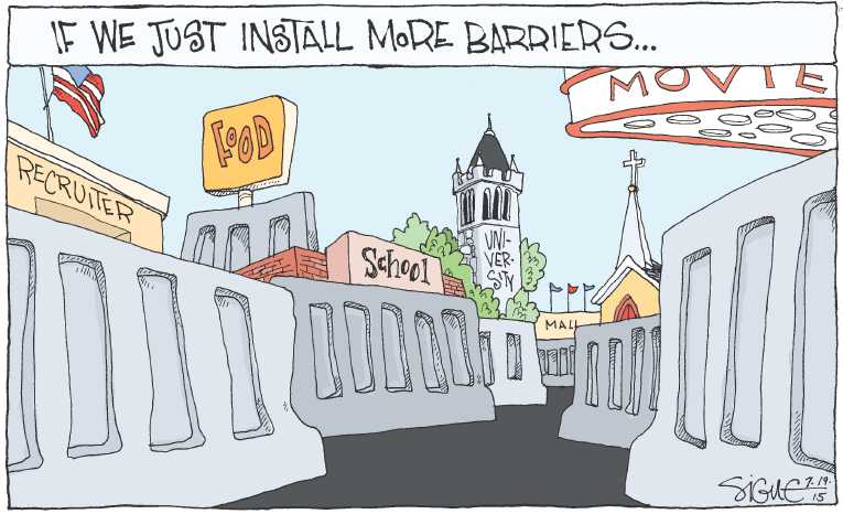 Political/Editorial Cartoon by Signe Wilkinson, Philadelphia Daily News on Killings Continue