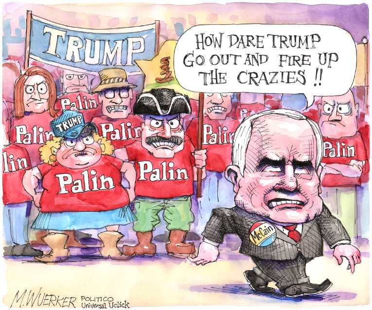 Political/Editorial Cartoon by Matt Wuerker, Politico on Trump Ridicules McCain