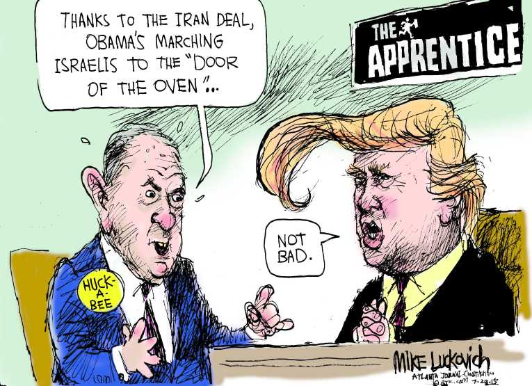 Political/Editorial Cartoon by Mike Luckovich, Atlanta Journal-Constitution on GOP Hopefuls Jockey for Position