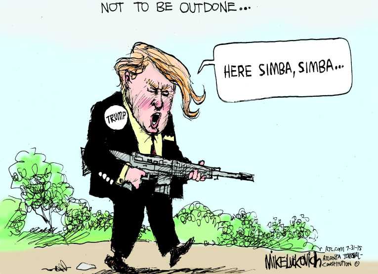 Political/Editorial Cartoon by Matt Davies, Journal News on Trophy Hunter Apologies