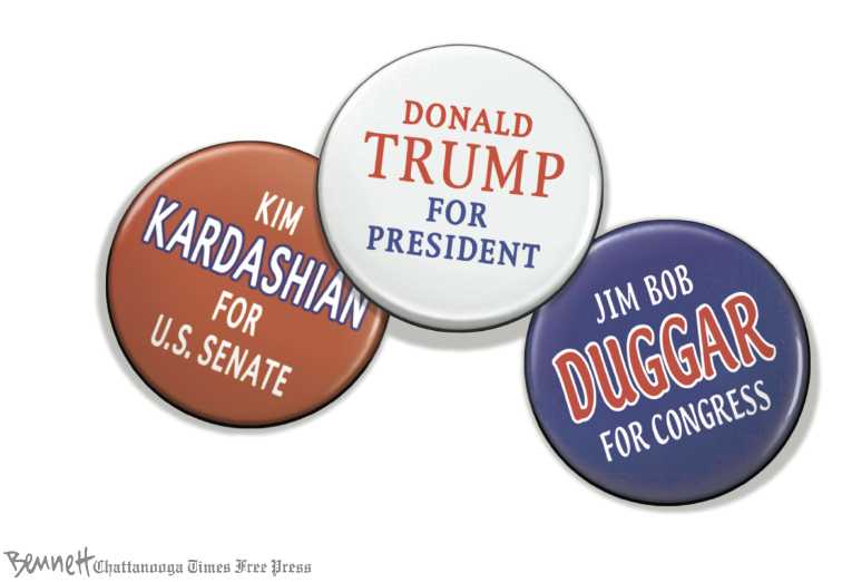 Political/Editorial Cartoon by Clay Bennett, Chattanooga Times Free Press on Trump Making Splash