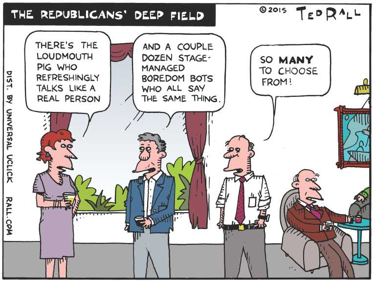 Political/Editorial Cartoon by Ted Rall on Trump Making Splash