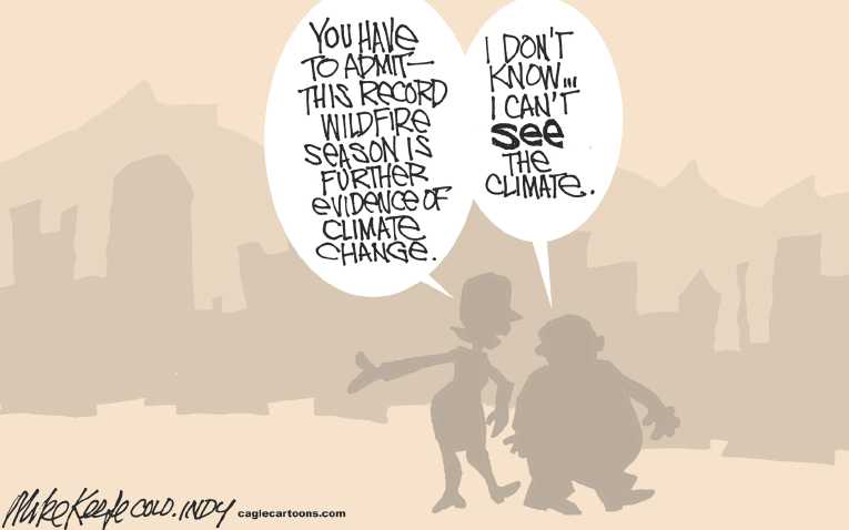 Political/Editorial Cartoon by Mike Keefe, Denver Post on Record Heat, Record Drought