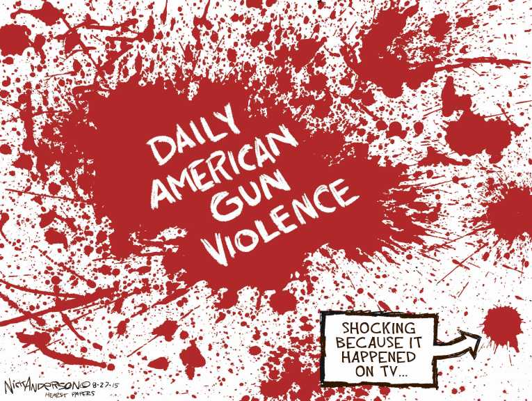 Political/Editorial Cartoon by Nick Anderson, Houston Chronicle on Newscasters Killed on Live TV