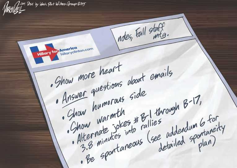 Political/Editorial Cartoon by Darrin Bell, Washington Post Writers Group on Hillary Completes Makeover