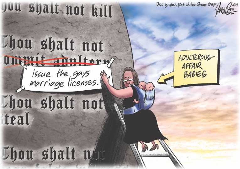 Political/Editorial Cartoon by Darrin Bell, Washington Post Writers Group on Adulteress Released