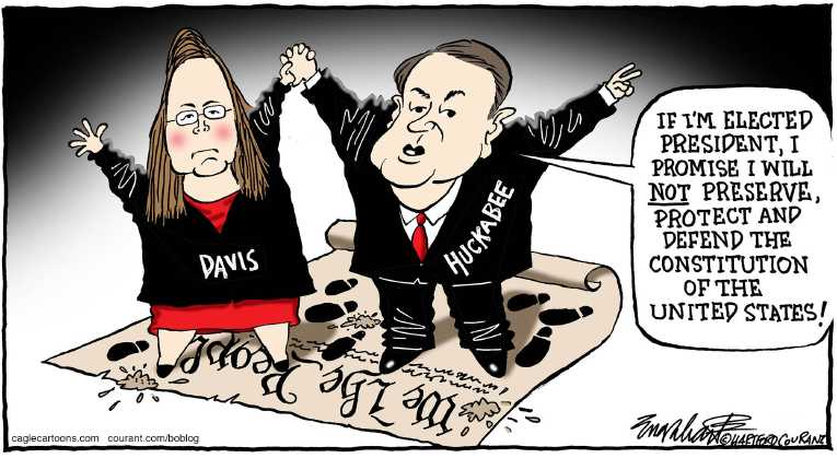 Political/Editorial Cartoon by Bob Englehart, Hartford Courant on Adulteress Released