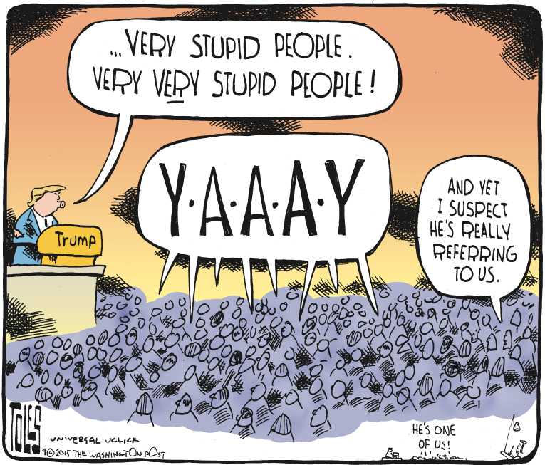 Political/Editorial Cartoon by Tom Toles, Washington Post on Trump Still Leads, Carson Closes