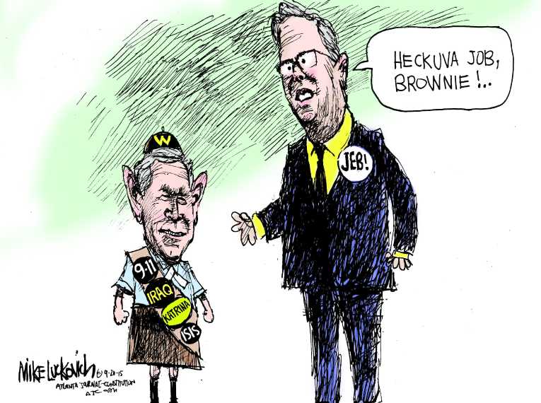 Political/Editorial Cartoon by Mike Luckovich, Atlanta Journal-Constitution on Fiorina Climbs