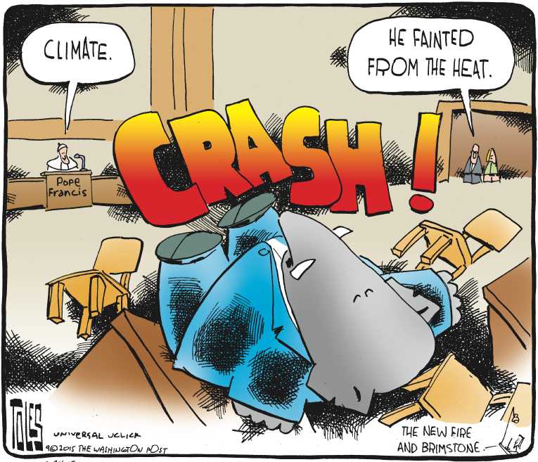 Political/Editorial Cartoon by Tom Toles, Washington Post on Pope Visits Congress
