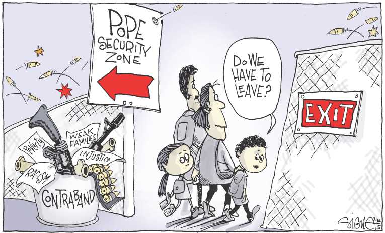 Political/Editorial Cartoon by Signe Wilkinson, Philadelphia Daily News on Pope Visits Congress
