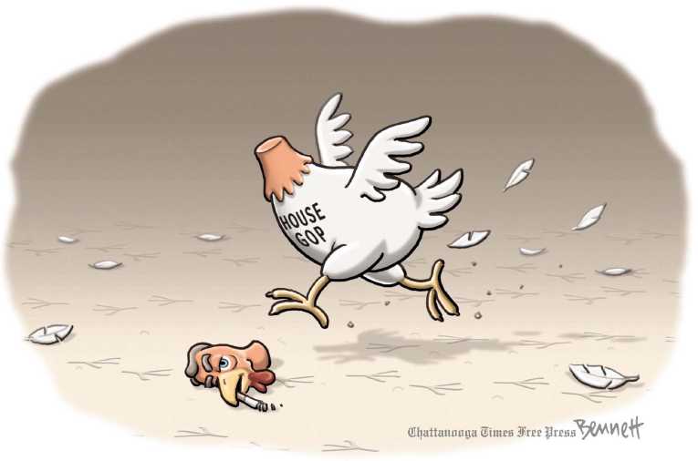 Political/Editorial Cartoon by Clay Bennett, Chattanooga Times Free Press on Speaker Search Continues