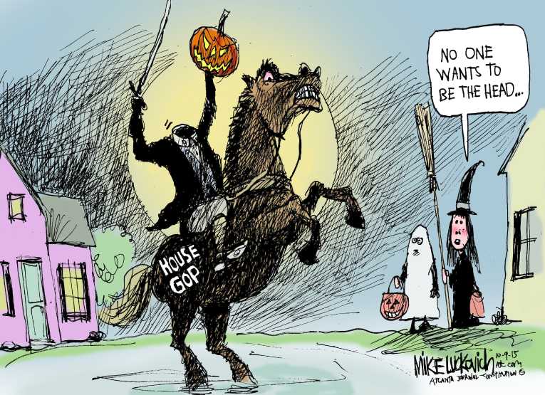Political/Editorial Cartoon by Mike Luckovich, Atlanta Journal-Constitution on Speaker Search Continues