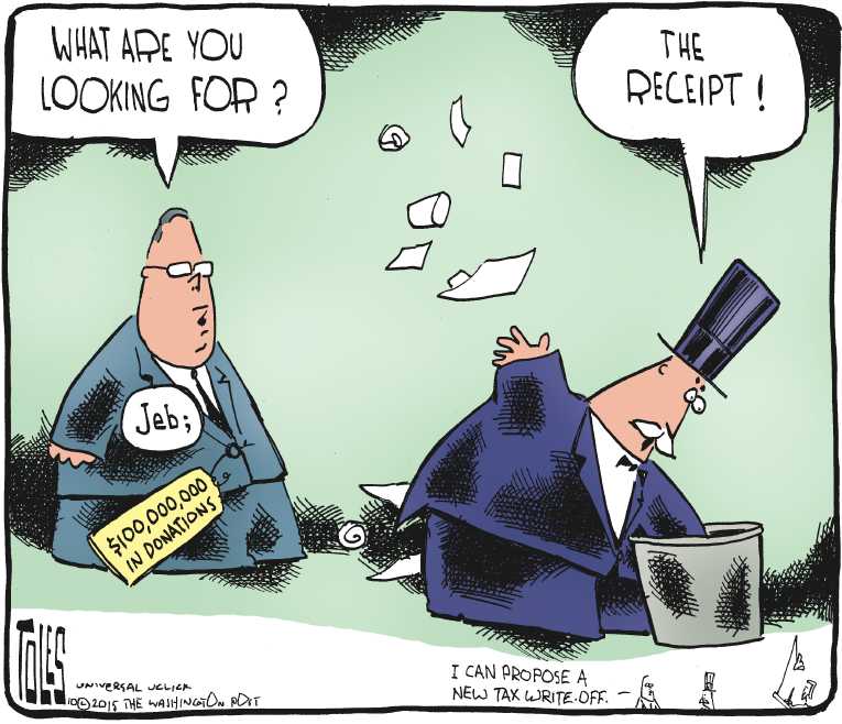Political/Editorial Cartoon by Tom Toles, Washington Post on Jeb Fades