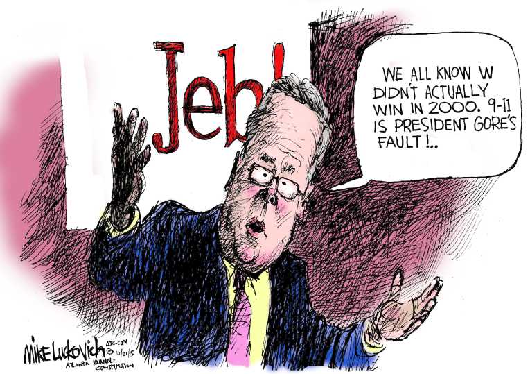 Political/Editorial Cartoon by Mike Luckovich, Atlanta Journal-Constitution on Jeb Fades