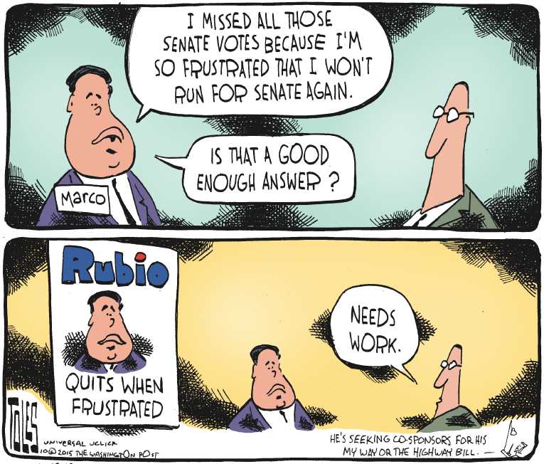 Political/Editorial Cartoon by Tom Toles, Washington Post on Trump, Carson Top Field