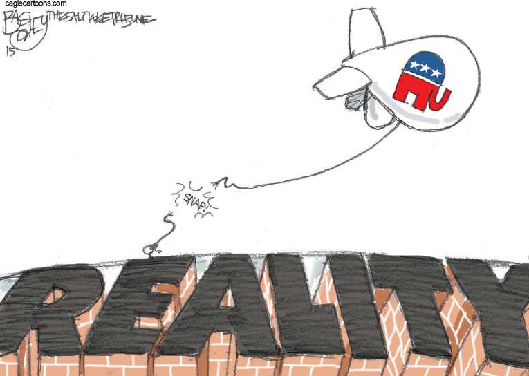 Political/Editorial Cartoon by Pat Bagley, Salt Lake Tribune on Trump, Carson Top Field